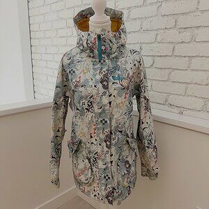 Nike 6.0 Women’s Snowboard Ski Jacket Hooded Graphic Print Yellow Lined